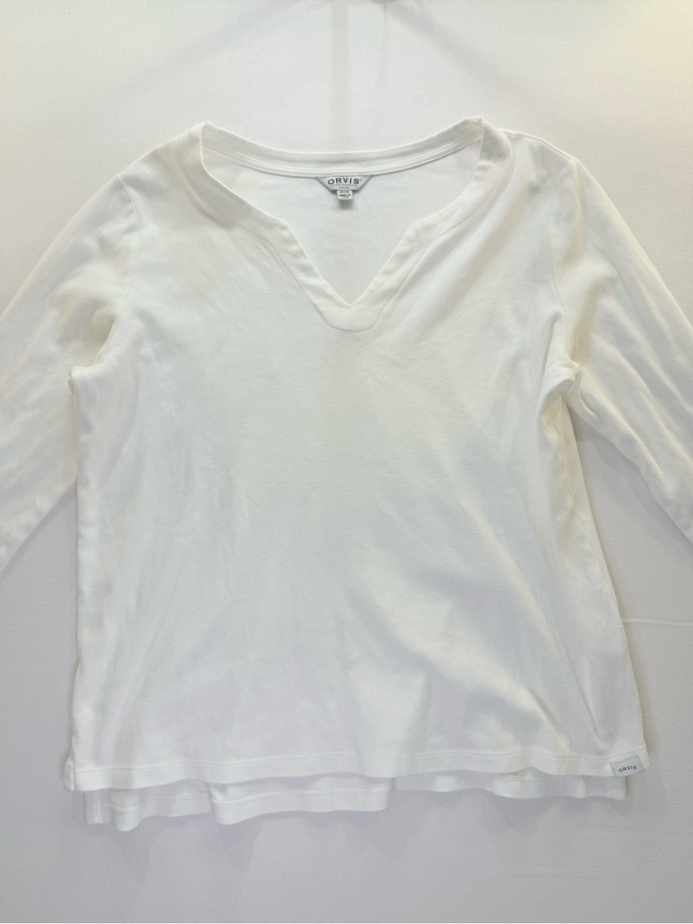 Orvis White V-Neck Long Sleeve Tee
